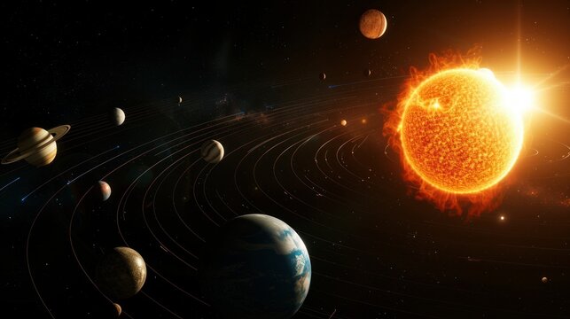 Solar system structure out to oort cloud, digital illustration © Orxan
