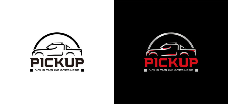 Simple modern pick up truck logo vector design template