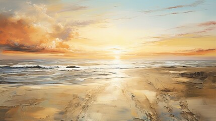 Fototapeta na wymiar a sandy path towards ocean sunrise colours reflecting