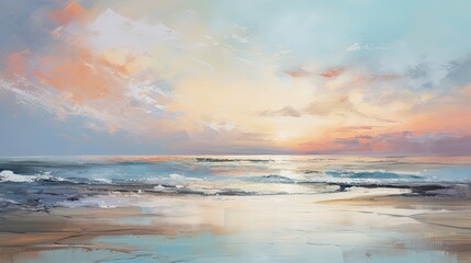 Naklejka na ściany i meble a sandy path towards ocean sunrise colours reflecting