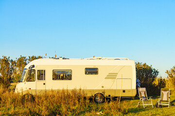 Caravan camp on nature