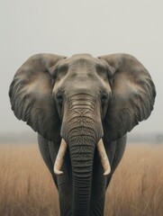 Naklejka premium elephant in white light Minimalistic fine art animal in clean setting