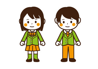 中高生　女子・男子　通常　上半身　3色　透過png
