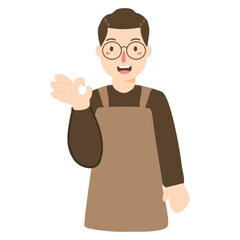 man bartender or waitress illustration