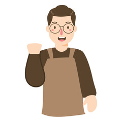 man Wearing Brown Apron Smiling