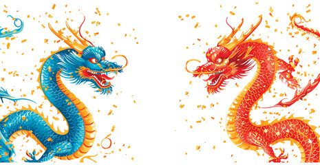 Obraz premium Double chinese dragon background wallpaper 