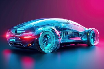 A driverless car with an electric motor, it represents a significant leap in automotive design and innovation, aiming for zero emissions and smart vehicle features..