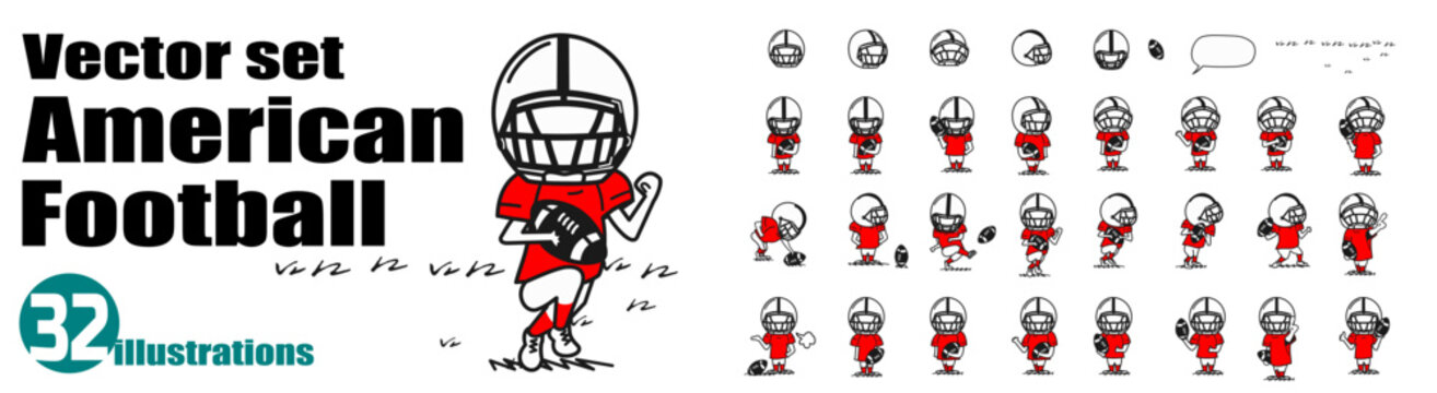 American football vector illustration set