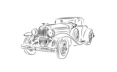 vintage car isolated on white