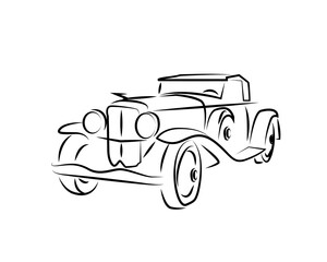 vintage car isolated on white