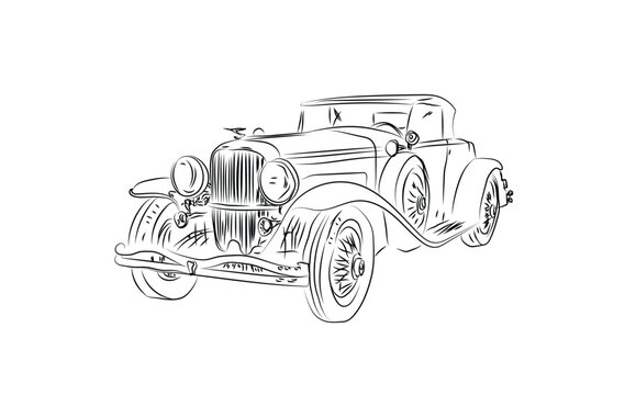 vintage car isolated on white