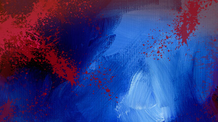 Sacrificial blood splatters on blue brushstrokes background graphic