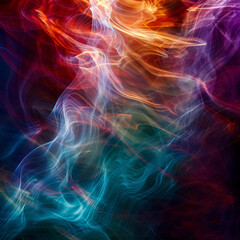 Fototapeta premium Blue Fractal Wave in Motion: A Futuristic Design with Glowing Lines, Smoke, and Fire Elements, Creating an Energetic and Mesmerizing Wallpaper Illustration