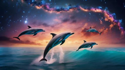 Foto auf Leinwand Dolphins across the galaxy © alhaitham