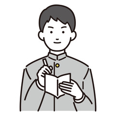 メモ書きをする学生イラスト