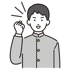 ガッツポーズをする学生イラスト