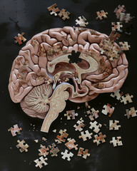 a jigsaw puzzle of the human brain,  neurodiversity, mental illness 