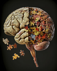 a jigsaw puzzle of the human brain,  neurodiversity, mental illness 