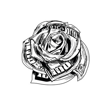 a rose from dollar bills