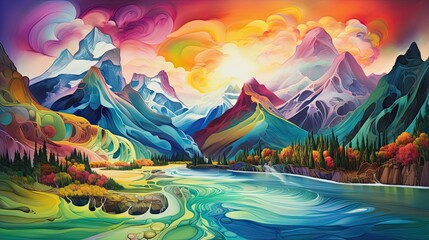 Obraz na płótnie Canvas an abstract mountainous landscape a fusion born