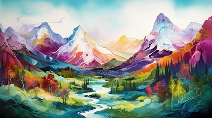 an abstract mountainous landscape