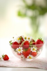 Strawberries in a bowl. Generative AI