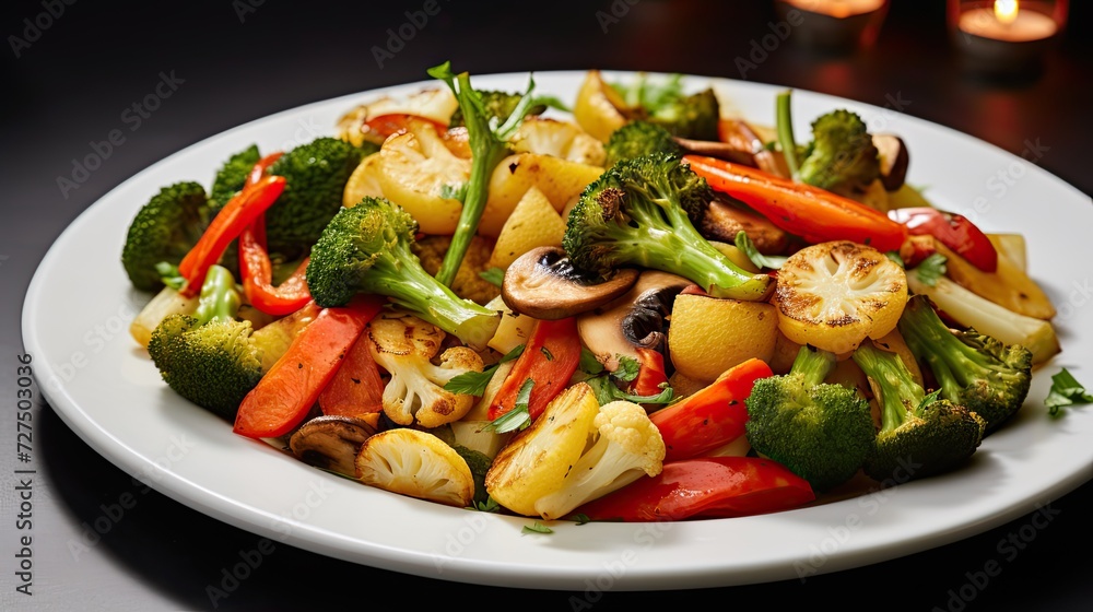 Wall mural Food involving stir-fried vegetables in a plate