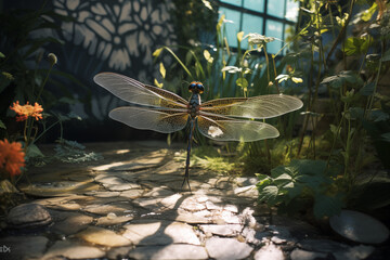 dragonfly in a building