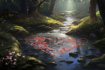 Stream in autumn forest