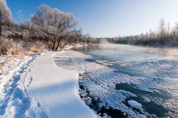 Kuerbin rime sunrise landscape in Yichun city Heilongjiang province, China.