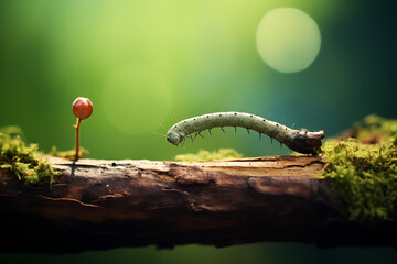 green caterpillar on a stick - Powered by Adobe