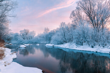 Kuerbin rime sunrise landscape in Yichun city Heilongjiang province, China.