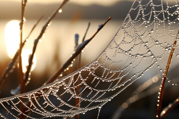 spider web with dew drops