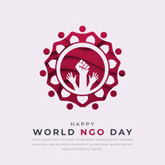 World NGO Day Paper cut style Vector Design Illustration for Background, Poster, Banner, Advertising, Greeting Card