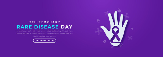 Rare Disease Day Paper cut style Vector Design Illustration for Background, Poster, Banner, Advertising, Greeting Card