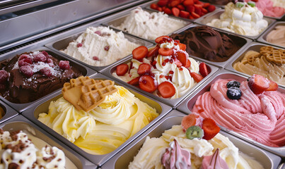 large assortment of italian ice cream,Generative AI