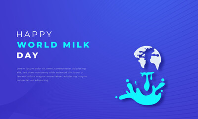 World Milk Day Paper cut style Vector Design Illustration for Background, Poster, Banner, Advertising, Greeting Card