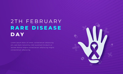 Rare Disease Day Paper cut style Vector Design Illustration for Background, Poster, Banner, Advertising, Greeting Card