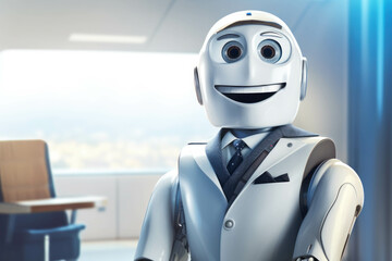 Fototapeta premium A smiling robot dressed