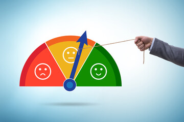 Satisfaction meter in customer opinion concept