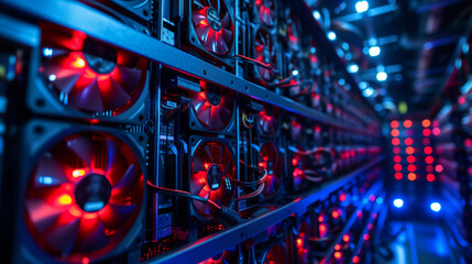 Abstract Cryptocurrency Mining Farm