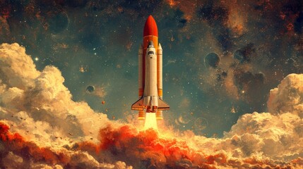 スペースシャトルの打ち上げ,Generative AI AI画像 - obrazy, fototapety, plakaty