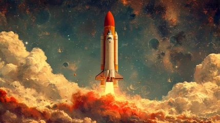 Rolgordijnen スペースシャトルの打ち上げ,Generative AI AI画像 © beeboys