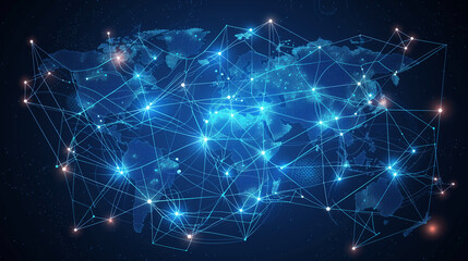 Naklejka na ściany i meble Worldwide Digital Network Mapping