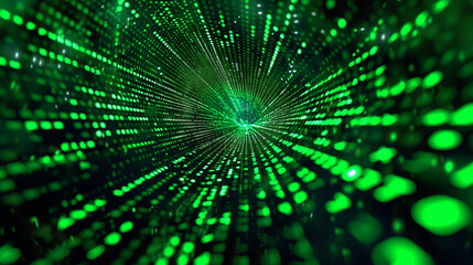 Digital Data Stream in Green Binary