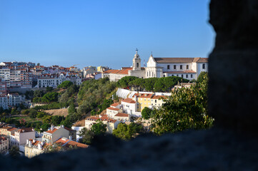 Fototapeta premium Jardim da Cerca da Graça and the Church of Our Lady of Grace as seen from Castelo de São Jorge (Saint George's Castle or São Jorge Castle).