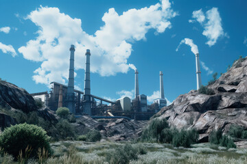 Generation's Dilemma: Global Warming's Dirty Reality - Polluted Sky over Industrial Power Plant