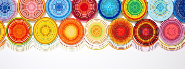 Fototapeta premium Full color Many circular stripes on white background