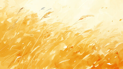 Obraz premium Golden Barley Field Watercolor