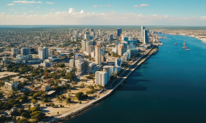 Fototapeta na wymiar Breathtaking Aerial View of Dar es Salaam: The Haven of Peace Unfolds in Urban Majesty